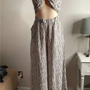 Fashion Nova Black and White Cutout Jumpsuit